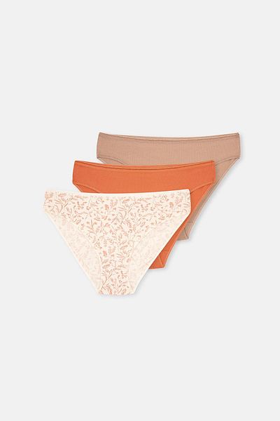 Dagi 3er-Set gemusterte mehrfarbige Slips für Damen