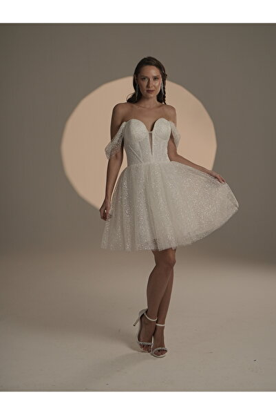 EVET couture SİMLİ KOL DETAYLI AFTER PARTİ ELBİSESİ