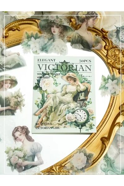 SF SCRAPBOOK KIRTASİYE 15 Parça Scrapbook Vintage Women Sticker Set