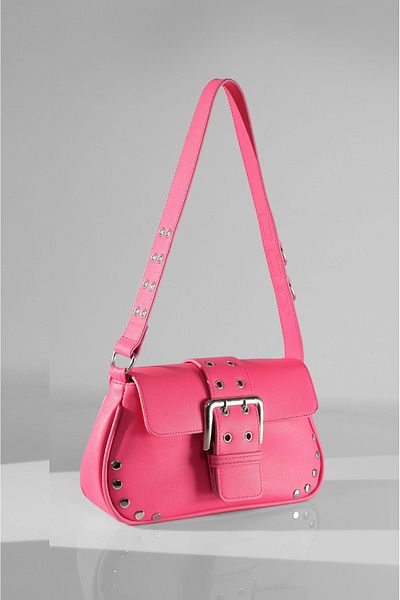 Rimense Fuchsia Troc Studded Women's Hand and Shoulder Bag - Lined