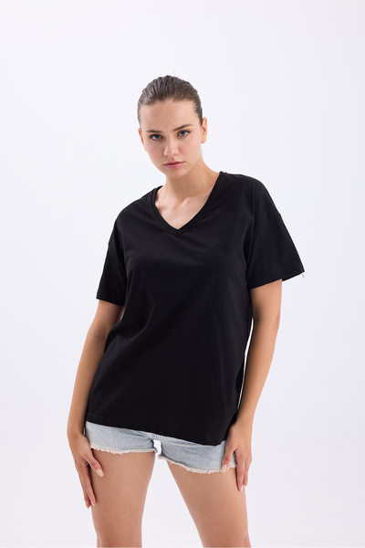 Get Crazy Μπλουζάκι Unisex Oversize V-Neck χωρίς στάμπα
