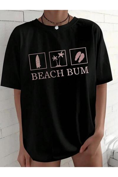 FAVORİST BEACH BUM تي شيرت قطني كبير الحجم بأكمام قصيرة