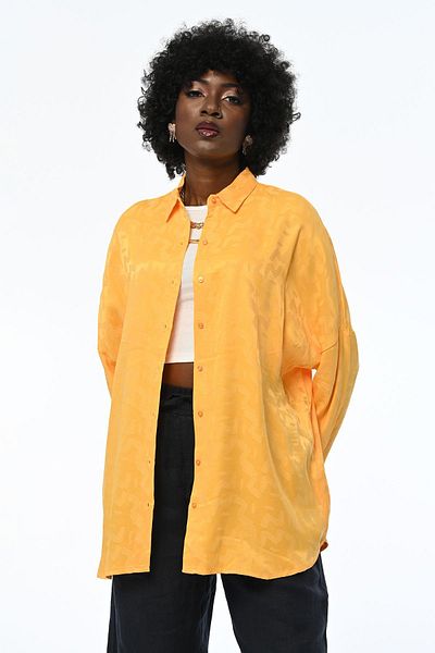 Orfeo Negro Cămașă de damă oversize cu model portocaliu - jacquard