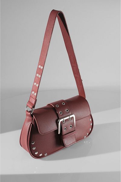 Rimense Dámská kabelka do ruky a přes rameno Claret Red Studded Trocley