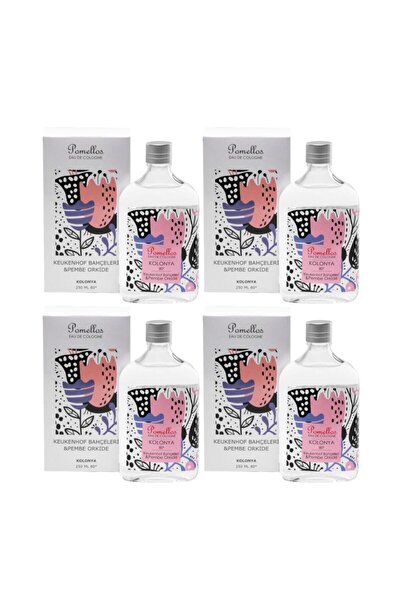 Pomellos Kolonya Keukenhof Bahçeleri & Pembe Orkide 4 Adet (4x250 Ml, 80 Derece. Cam Şişe)