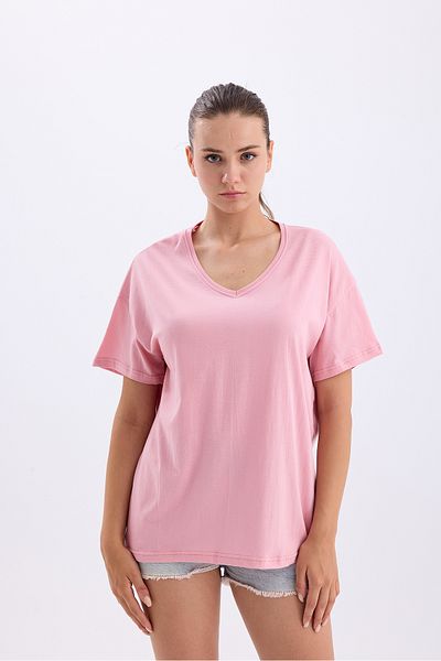Get Crazy Μπλουζάκι Unisex Oversize V-Neck χωρίς στάμπα