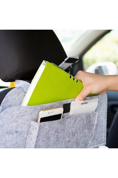 HeiN 2 Pieces Vehicle Interior Seat Back Organizer Gray Color