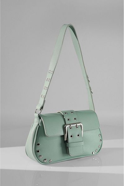Rimense Mint Green Troc Studded Women's Hand and Shoulder Bag - Lined