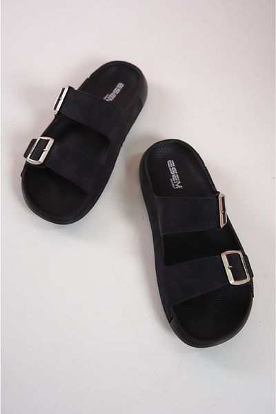 Nar Black Men's Orthopedic Esem Double Buckle Banded Slippers 310