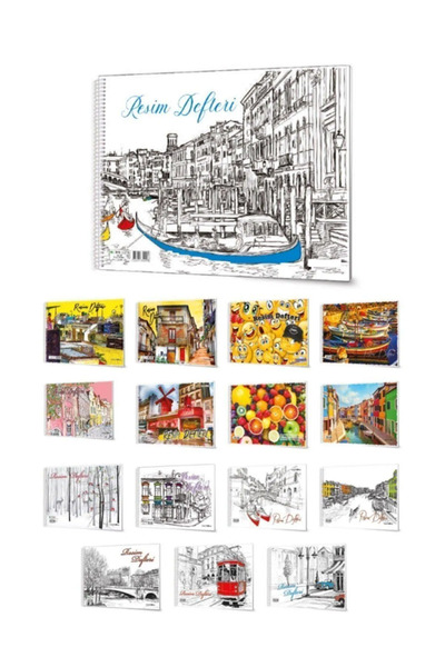 ADASRA Resim Defteri Orta Boy 15 Yaprak Spiralli Karton Kapak 23 X 35 cm ( 2 ...