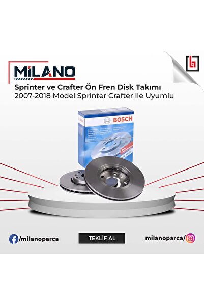 Bosch Volkswagen Crafter / Mercedes Sprinter W906 Ön Fren Disk Takımı Sağ ve ...