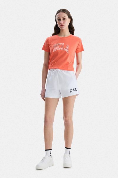 UCLA Pantaloni scurți tricotați supradimensionați pentru femei ROSA, alb, brodat