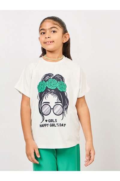 Styli Happy Girl's Day Slogan Print T-shirt and Wide Leg Pant Set