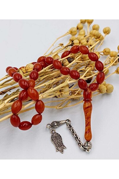 İbrahim Altıntaş TURUNCU HARELİ ARPA KESİM ALPAKA PÜSKÜL KEHRİBAR TESPİH