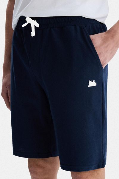 UCLA CLARION Navy Blue Pique Shorts Embroidered Men's Knitted Shorts