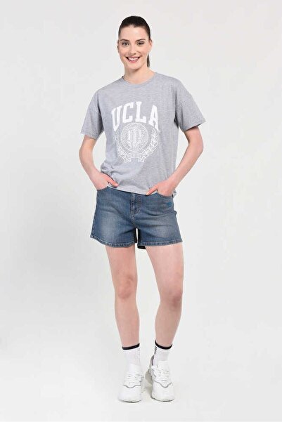 UCLA Γυναικείο μπλουζάκι Avalon Grey Crew Neck με στάμπα