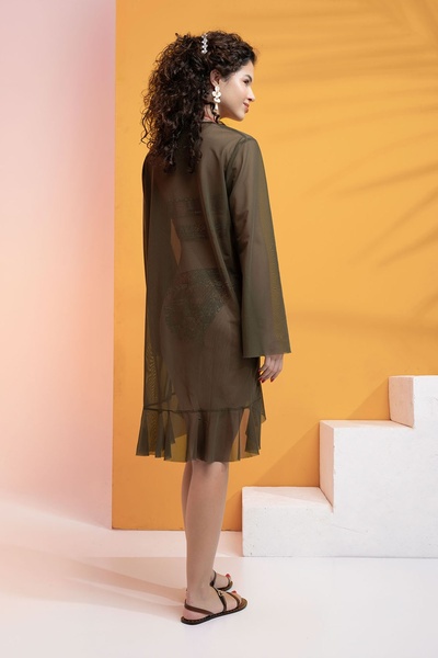 XCLSV Flounced Lycra Kimono Caftan - Tulle