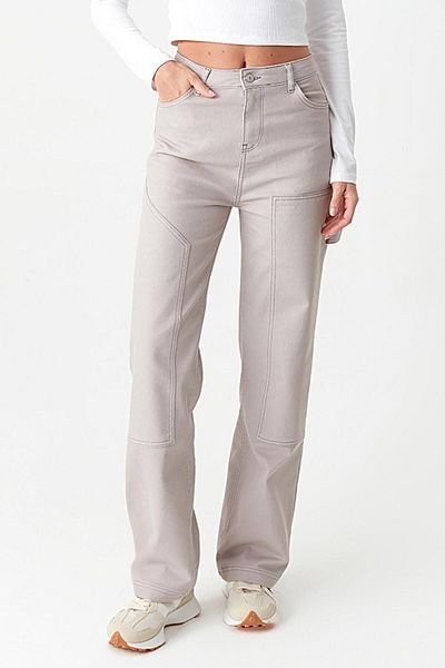Select Moda Women's Gray Loose Cut Carpenter Jeans