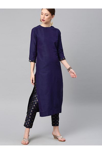 Vishudh By Styli 3/4 Sleeve Cotton Kurta & Trouser Co-Ords