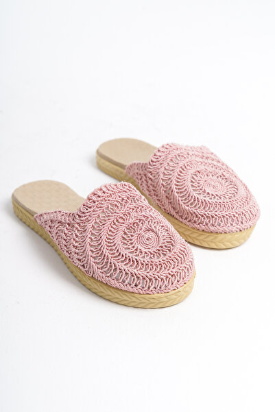 Moda Değirmeni Lace Powder Women's Knitted Slippers - BG1027-122-0001