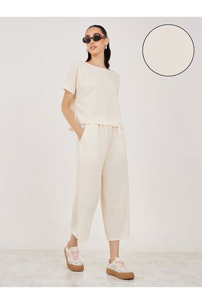 Take Two By Styli Boat Neck Boxy Fit T-Shirt & Cropped Pants Co-Ords