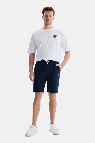 UCLA CLARION Navy Blue Pique Shorts Embroidered Men's Knitted Shorts