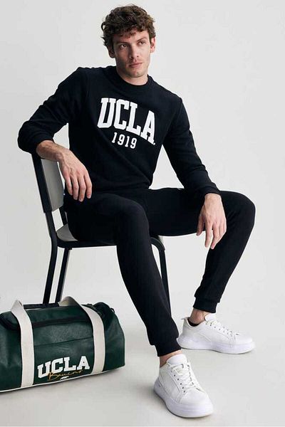 UCLA Hanorac pentru bărbați cu imprimeu cu gât negru Baldwin