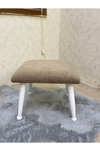 Asedia Trend Lake Teddy Kahve Ahşap Ayak Uzatma Pufu Makyaj Koltuğu Tabure Ba...