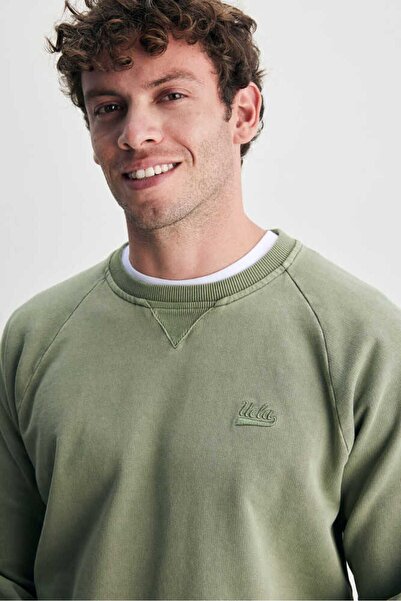 UCLA Yeşil Bisiklet Yaka Nakışlı Standard Fit Erkek Sweatshirt