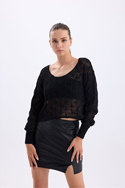 Get Crazy Pulover oversize cu mânecă lungă și cu gât de barcă