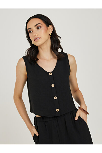 Take Two By Styli Button Front Crop Top & Straight Leg Pants Co-Ords