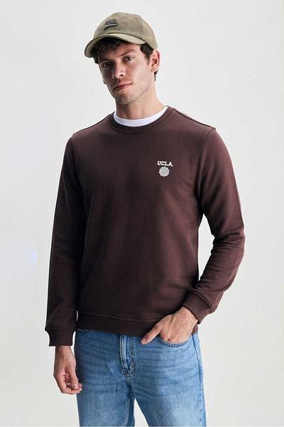 UCLA VALLEY Brown Crew Neck Printed Standard Fit Men's Sweatshirt