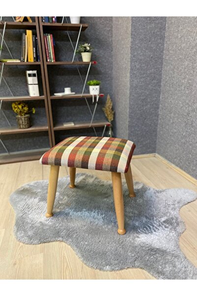 Asedia Trend Naturel Ekose Hardal Ahşap Ayak Uzatma Pufu Makyaj Koltuğu Tabur...
