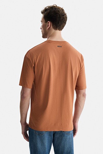 UCLA ALVES Oversize Men's T-Shirt - Brown, Crew Neck, Printed
