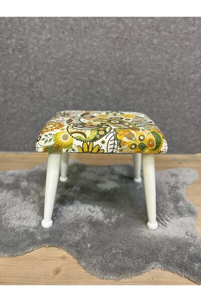 Asedia Trend Lake Yeşil Retro Ahşap Ayak Uzatma Pufu Makyaj Koltuğu Tabure Ba...