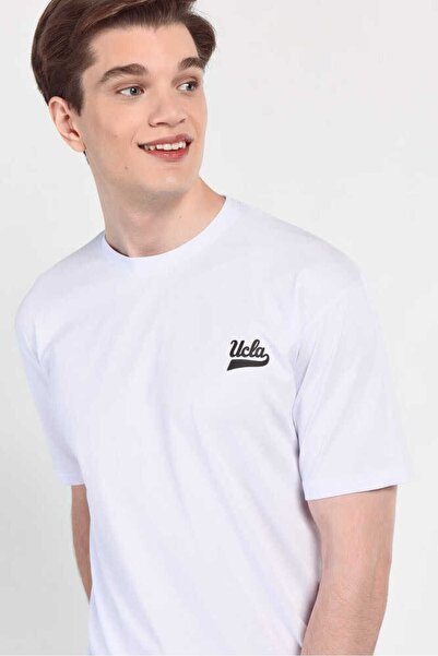 UCLA Ανδρικό μπλουζάκι Congreve White Crew Neck με τύπωμα