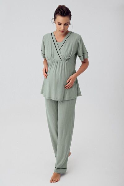 Artış Set de pijama de maternitate, flexibil, vascos, cu mânecă scurtă
