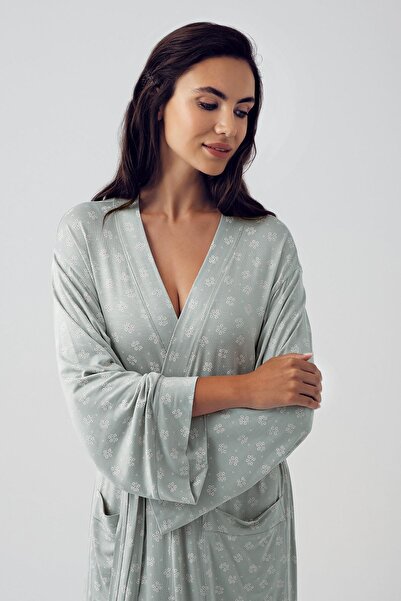 Artış Φόρεμα με μοτίβο μακρυμάνικο εύκαμπτο βισκόζη