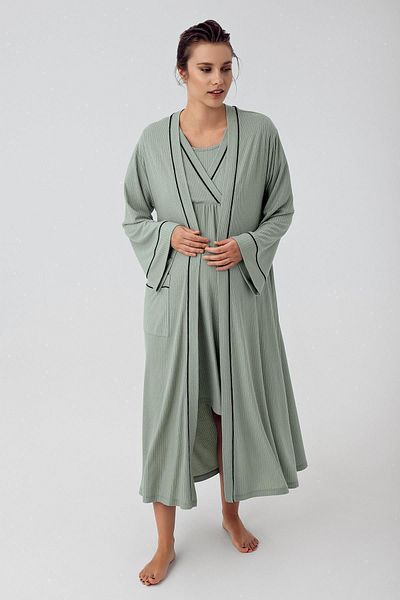 Artış Flexible Viscous Short Sleeve Maternity Dressing Gown and Nightgown Set