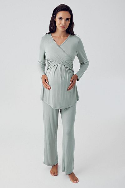 Artış Viscous Lycra Long Sleeve Maternity Pajama Set - 15205