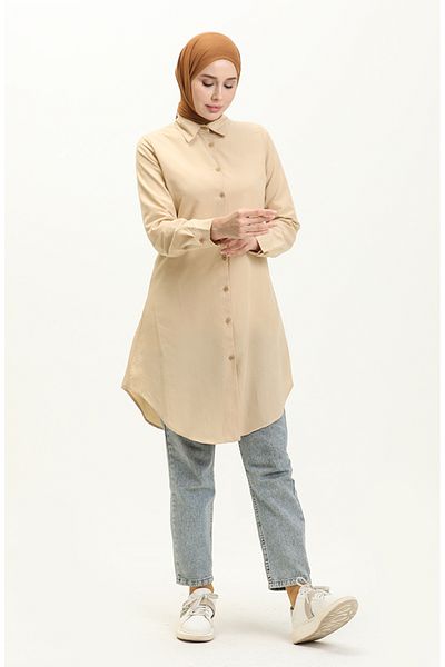 sefamerve Beige Tunic - Buttoned, Model 2514-17