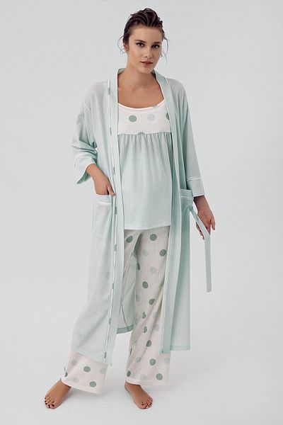 Artış Flexible Viscous Maternity Pajama Set - Polka Dot and Straps