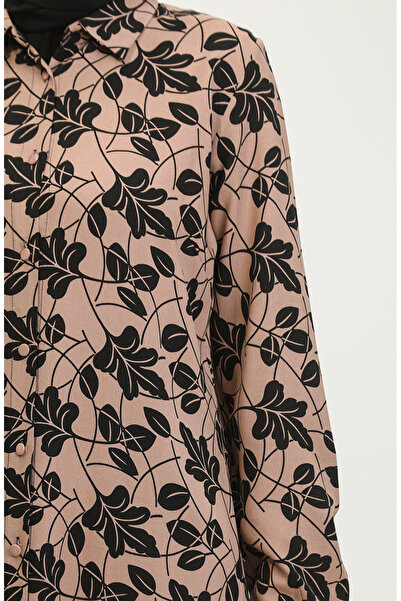 sefamerve 2022D-03 Brown Patterned Large Size Shirt Tunic