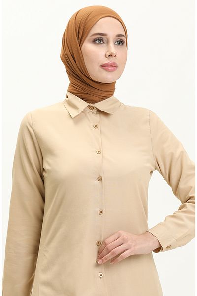 sefamerve Beige Tunic - Buttoned, Model 2514-17