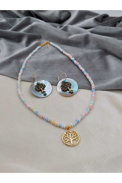 takitokaciniz Tree of Life Figured Women's Necklace Earrings Set