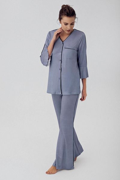 Artış Buttoned Long Sleeve Short Stretchy Viscous Maternity Pajamas Set