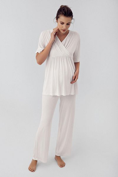 Artış Flexible Lycra Short Sleeve Viscous Maternity Pajama Set