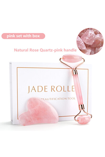 Choice طبيعي روز كوارتز اليشم اسطوانة غوا شا مجموعة الوجه الجسم تدليك اسطوانة...