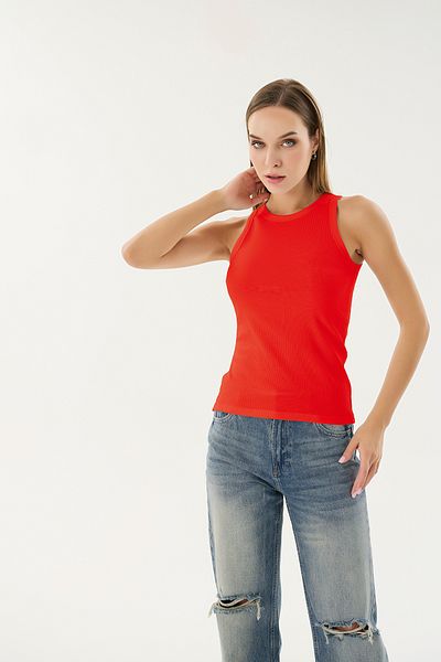Sevim 16156 Model Women's Corded Closed Neck T-shirt