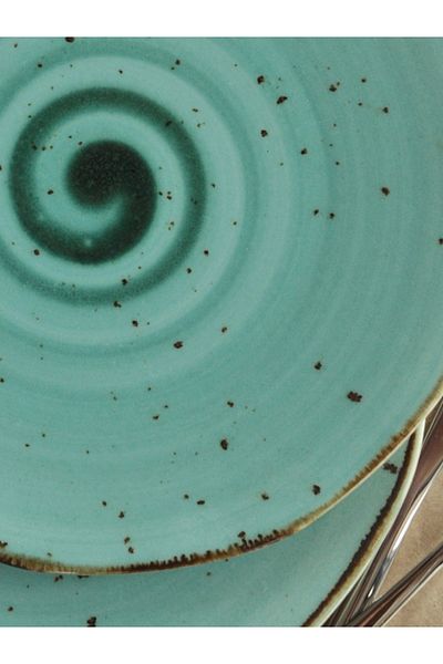 M'art Home Turquoise 20 cm - Hisar Mobile Porcelain 2-Piece Cake Plate